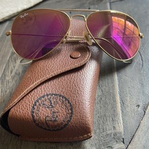 Ray Ban aviators - pink flash lenses